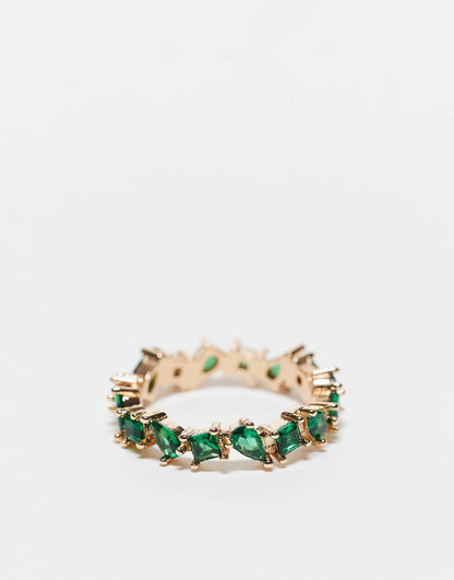 Curve Ring With Mixed Shape Emerald Crystal