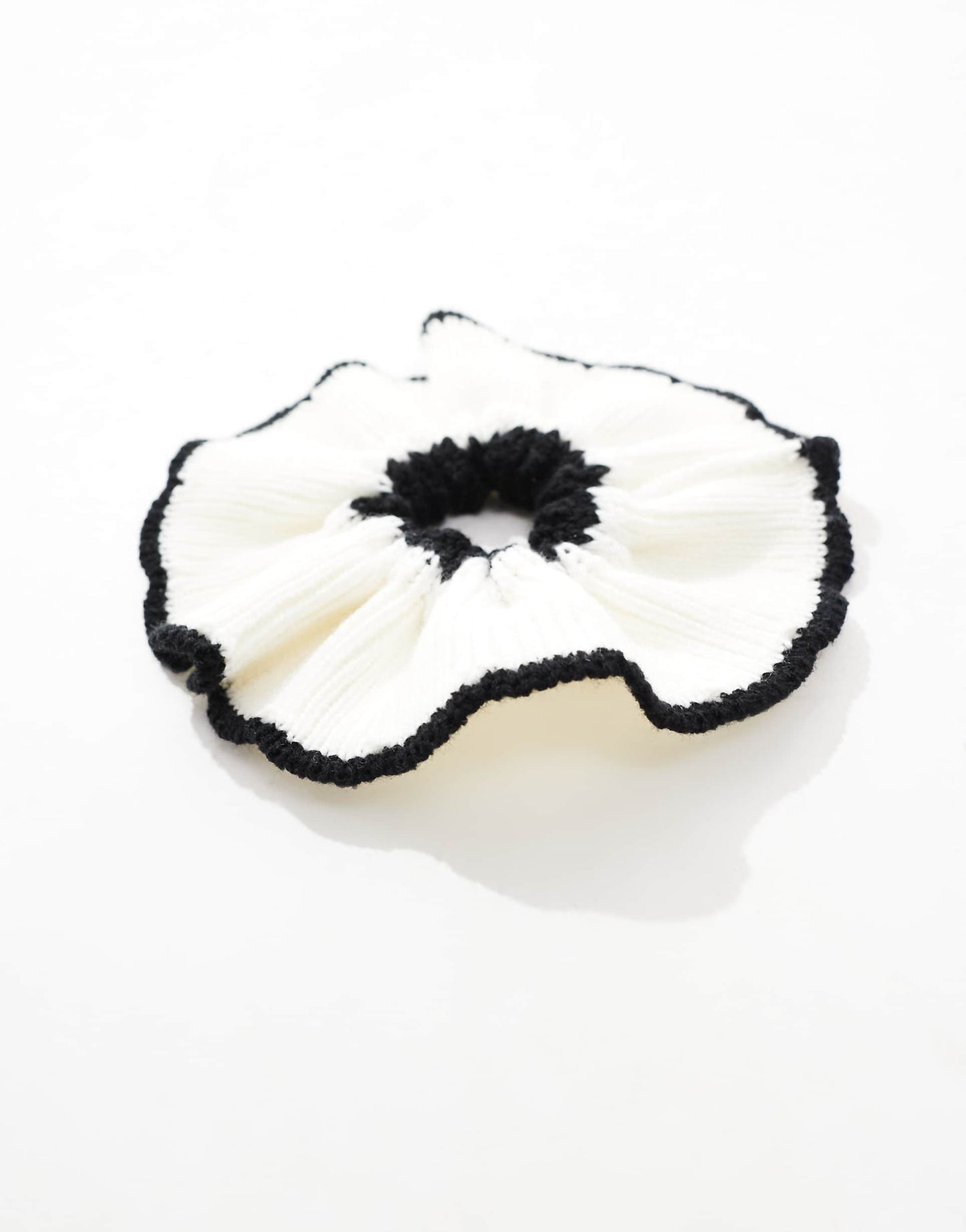 Scrunchie Hair Tie With Knitted Detail And Contrast Edge