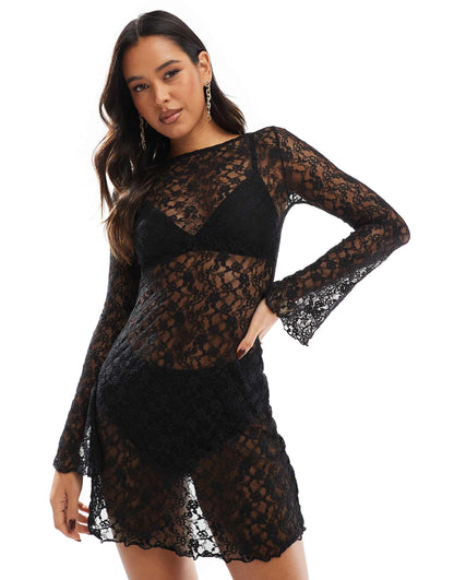 Angel Sleeve Lace Mini Dress