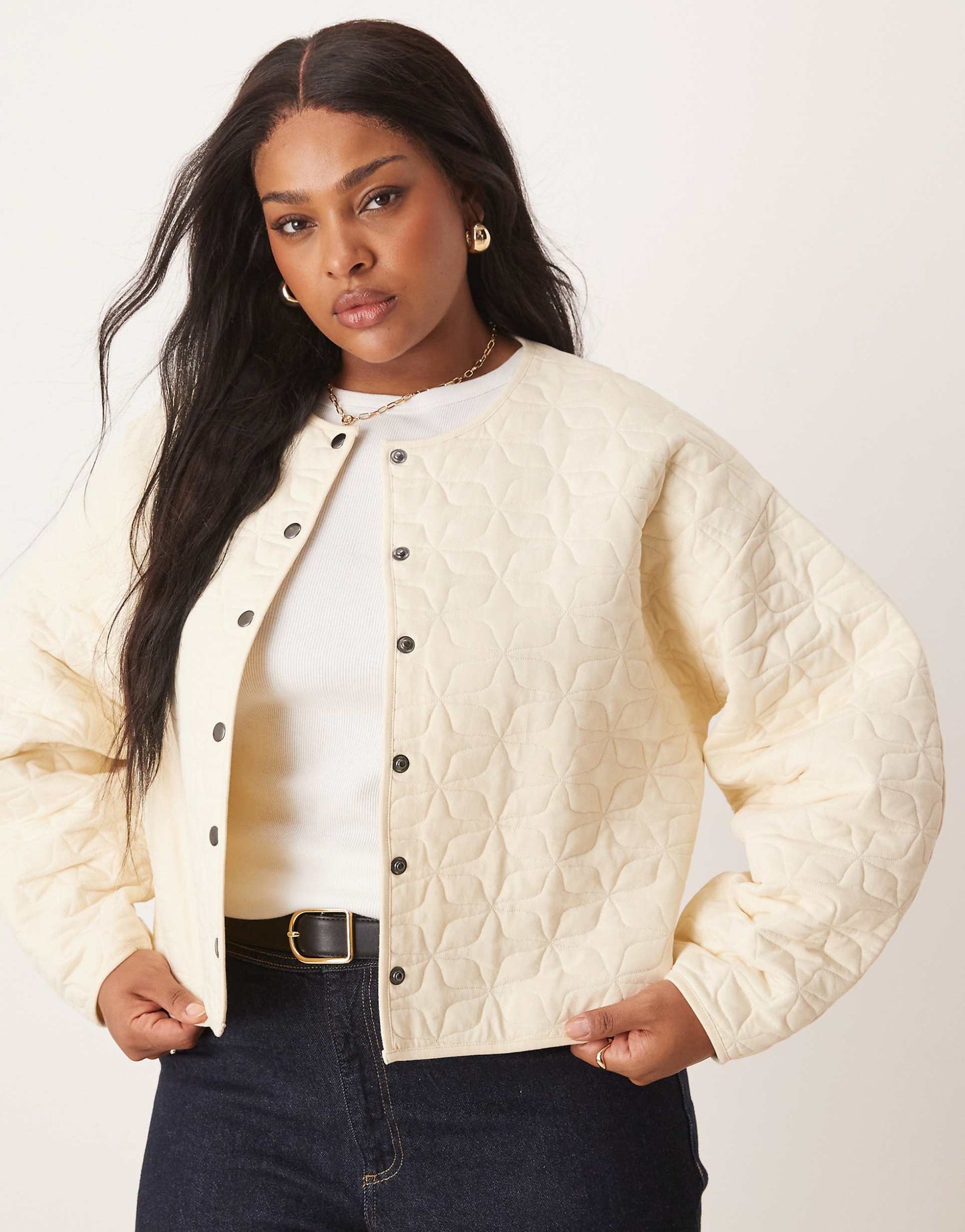 Curve Quilted Jacket With Cocoon Sleeve