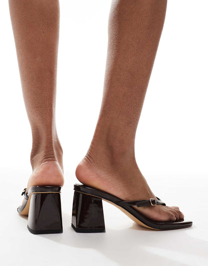 Buckle Detail Thong Heeled Sandals