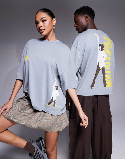 Unisex Boxy Oversized T-Shirt With Pulp Fiction Prints