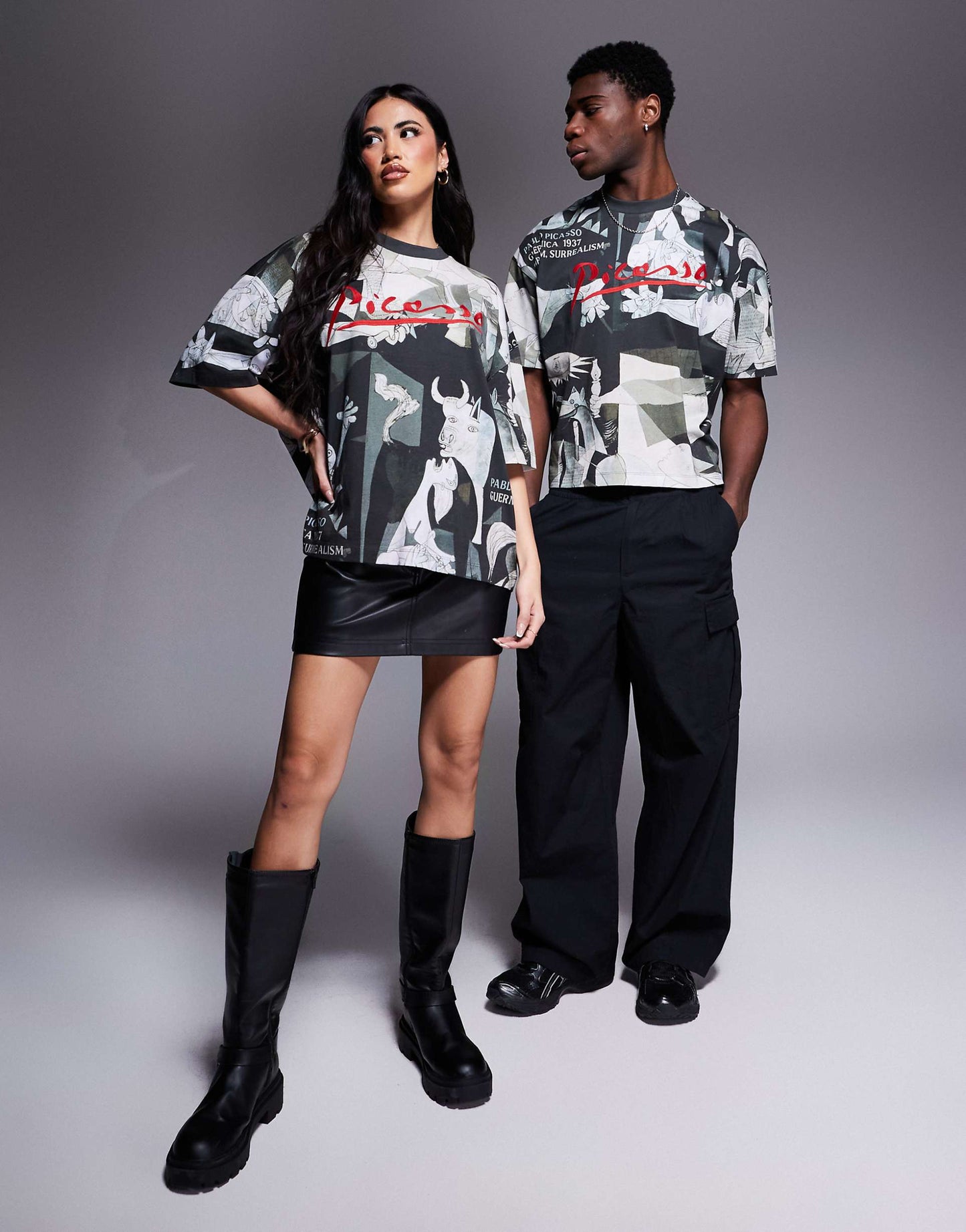 Unisex Boxy Oversized License T-Shirt With Picasso Prints