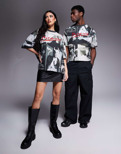 Unisex Boxy Oversized License T-Shirt With Picasso Prints