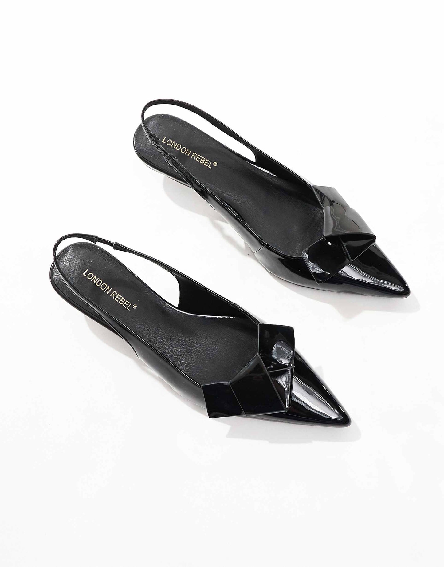 Bow Detail Sling Back Kitten Heels