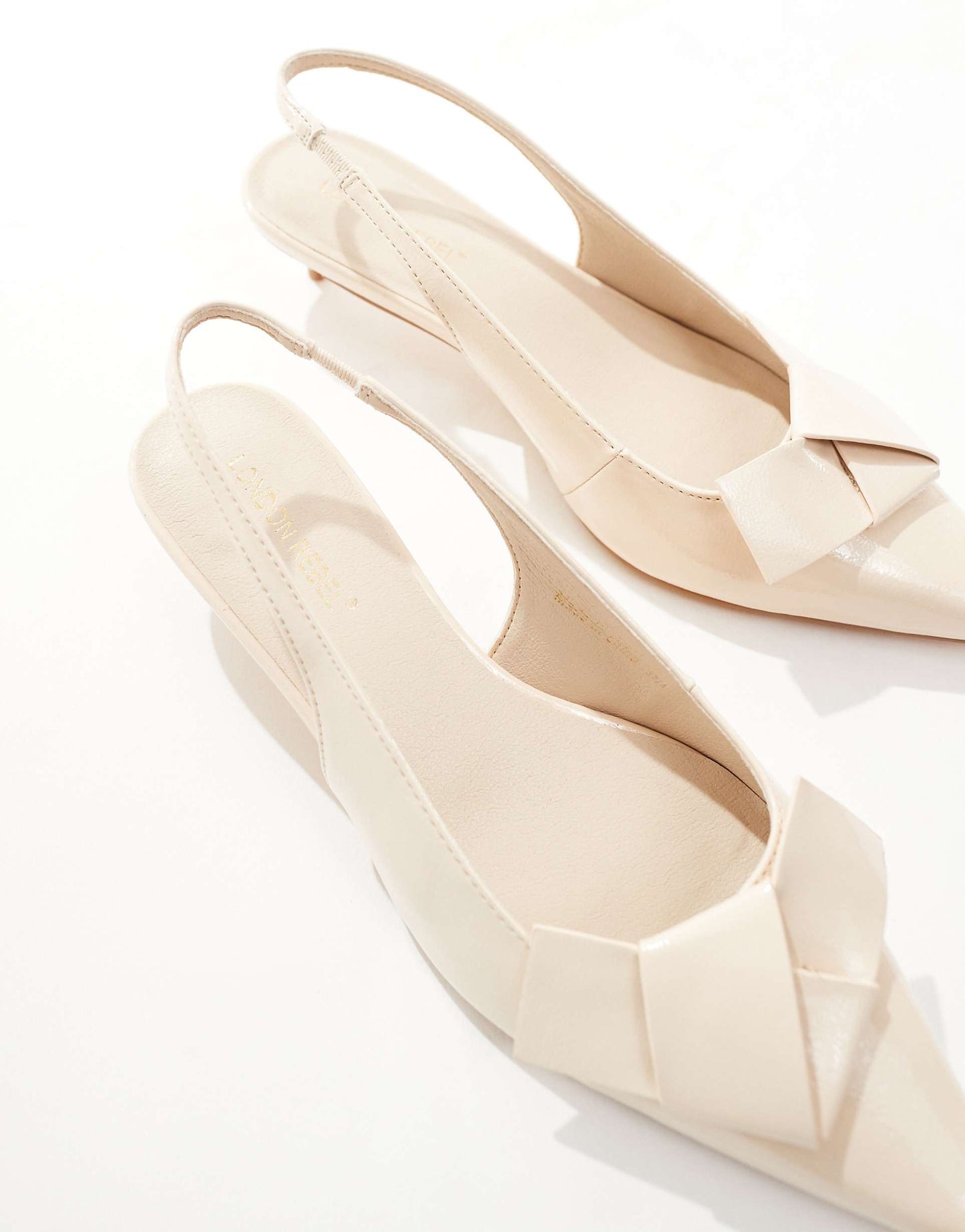 Bow Detail Sling Back Kitten Heels