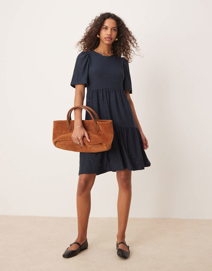 Tiered Broderie Mini Dress