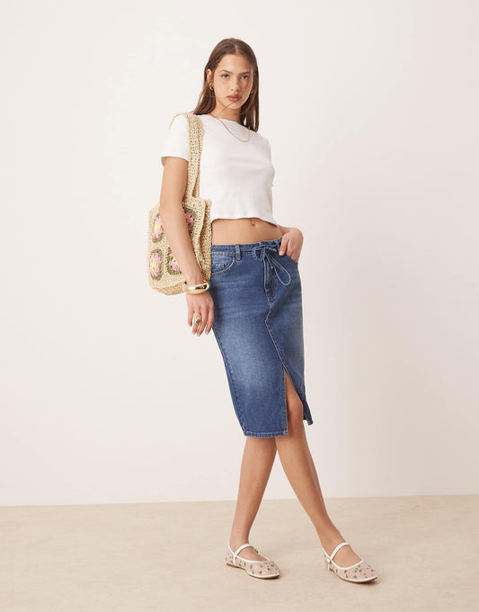 Low Waist Denim Pencil Skirt