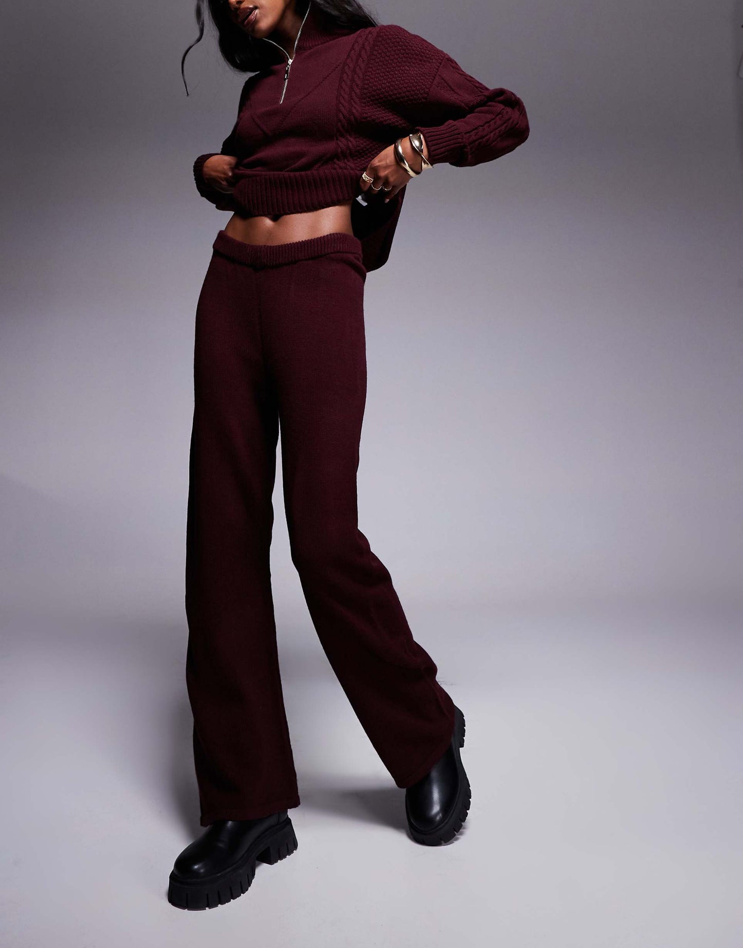 Knitted Wide Leg Trouser Co-Ord