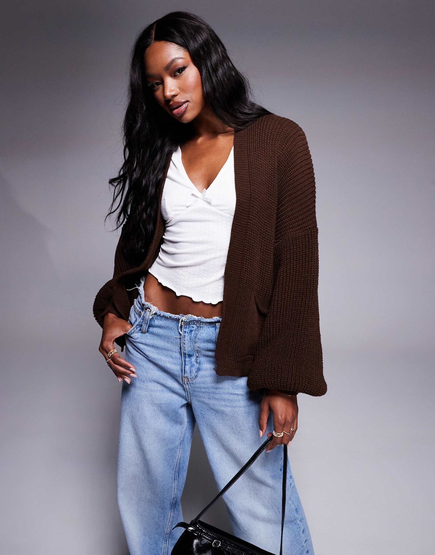 Knitted Pocket Detail Cardigan