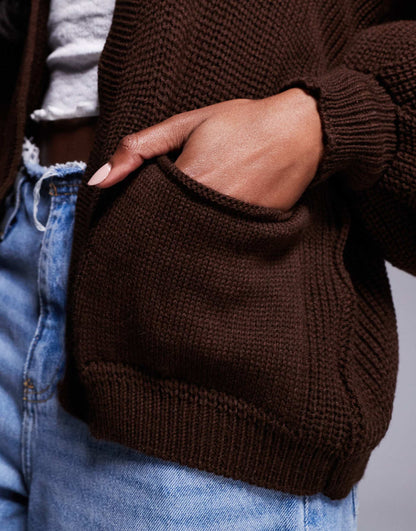 Knitted Pocket Detail Cardigan