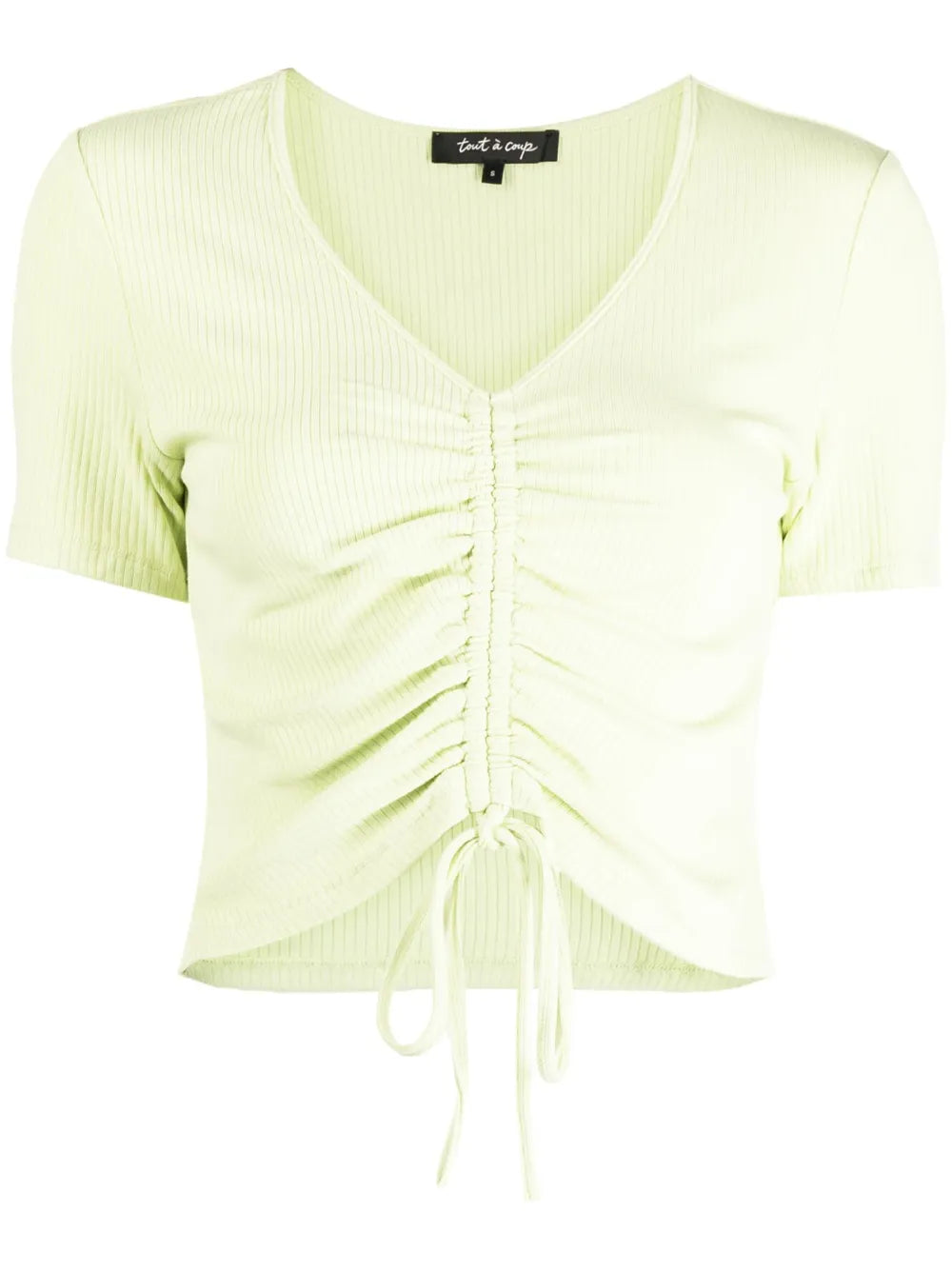 Ribbed-Knit Drawstring Cropped Top