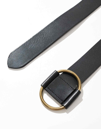 Leather Belt With Round Buckle