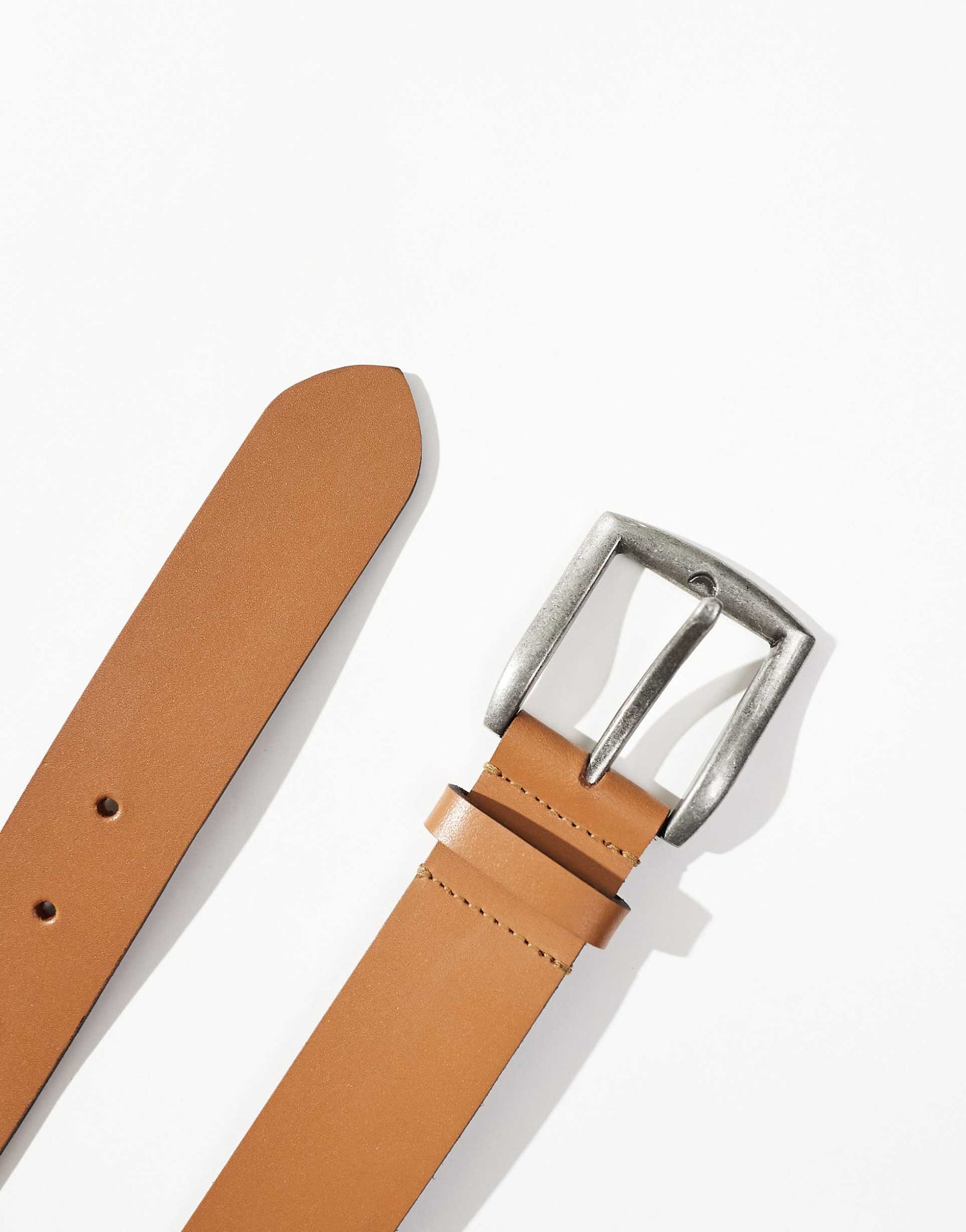 Leather Belt With Square Buckle