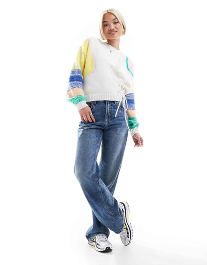 Multicolour Dye Knitted Wrap Front Cardigan