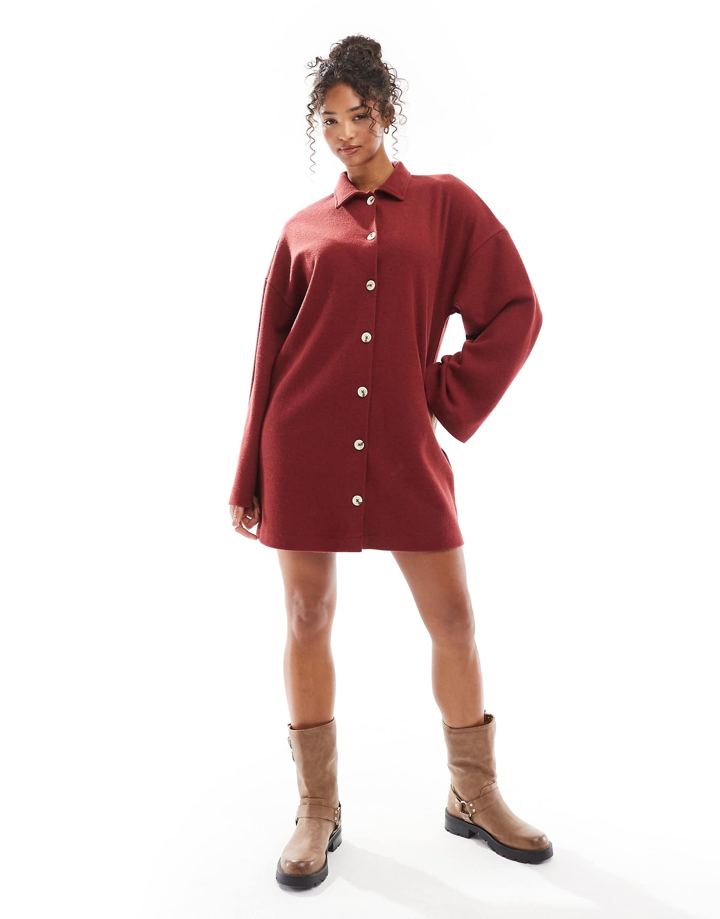 Supersoft Collared Button Down Cardigan Mini Dress