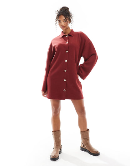 Supersoft Collared Button Down Cardigan Mini Dress
