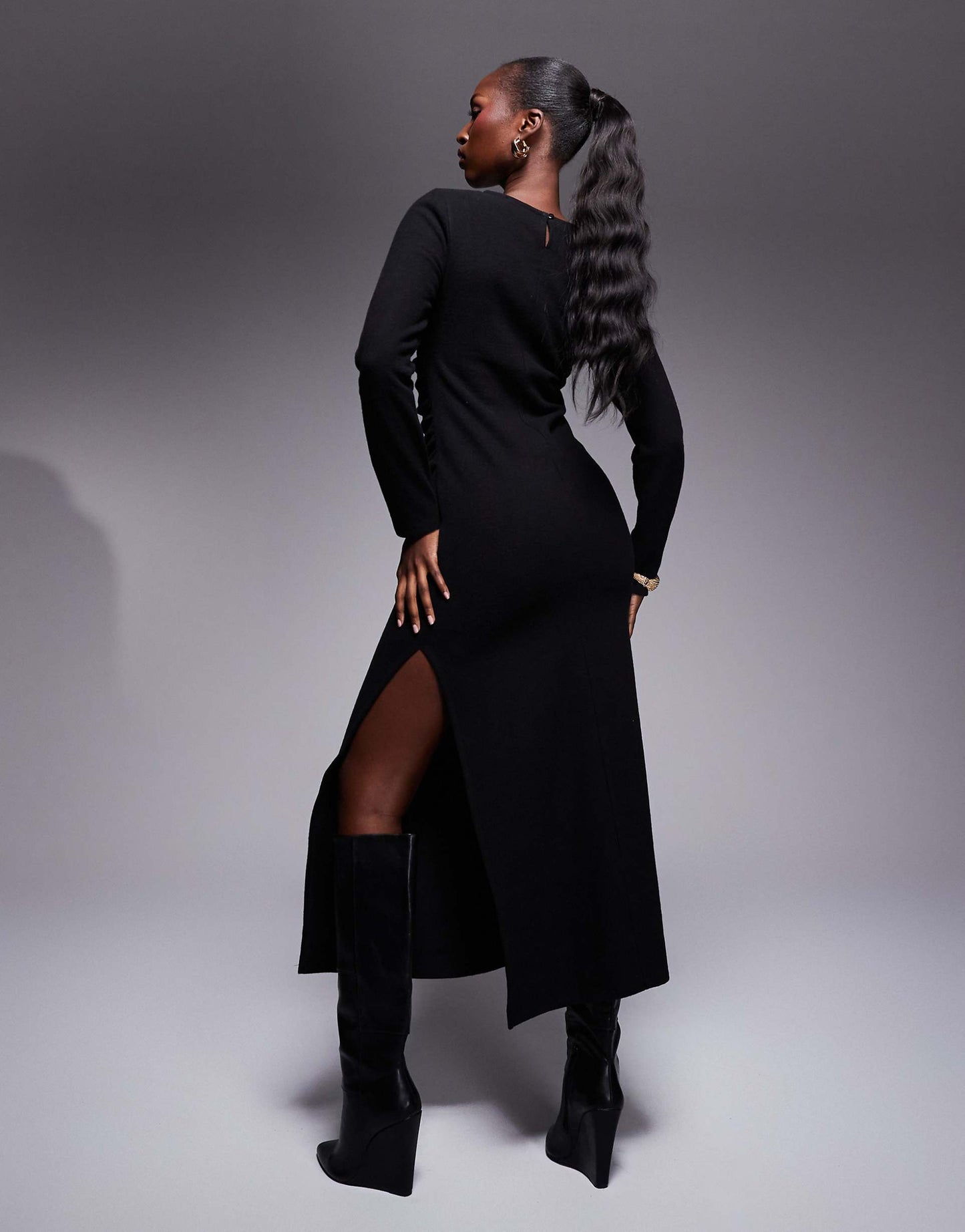 Supersoft Long Sleeve Ruched Side Maxi Dress