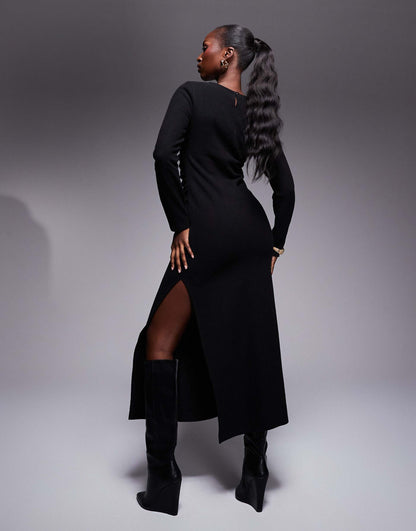 Supersoft Long Sleeve Ruched Side Maxi Dress