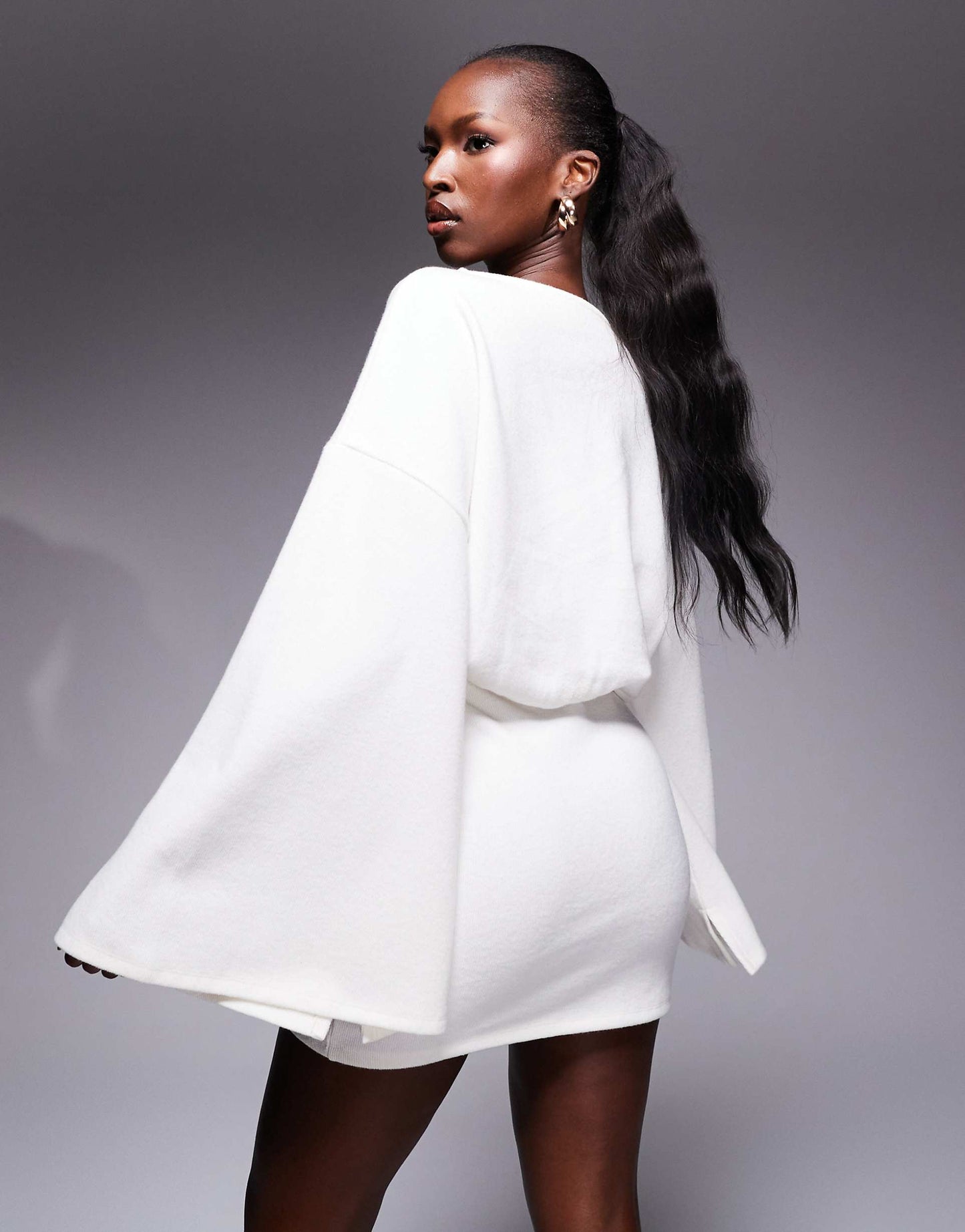 Supersoft Wide Long Sleeve Blouson Mini Dress