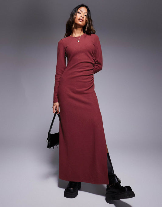 Supersoft Long Sleeve Ruched Side Maxi Dress