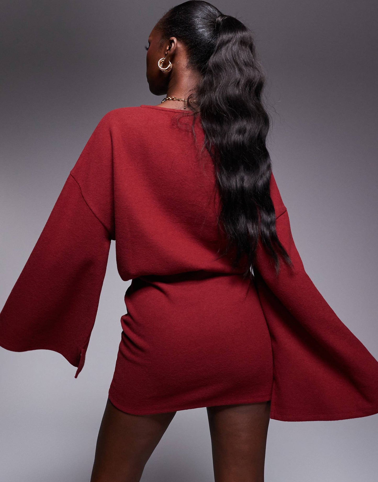 Supersoft Wide Long Sleeve Blouson Mini Dress