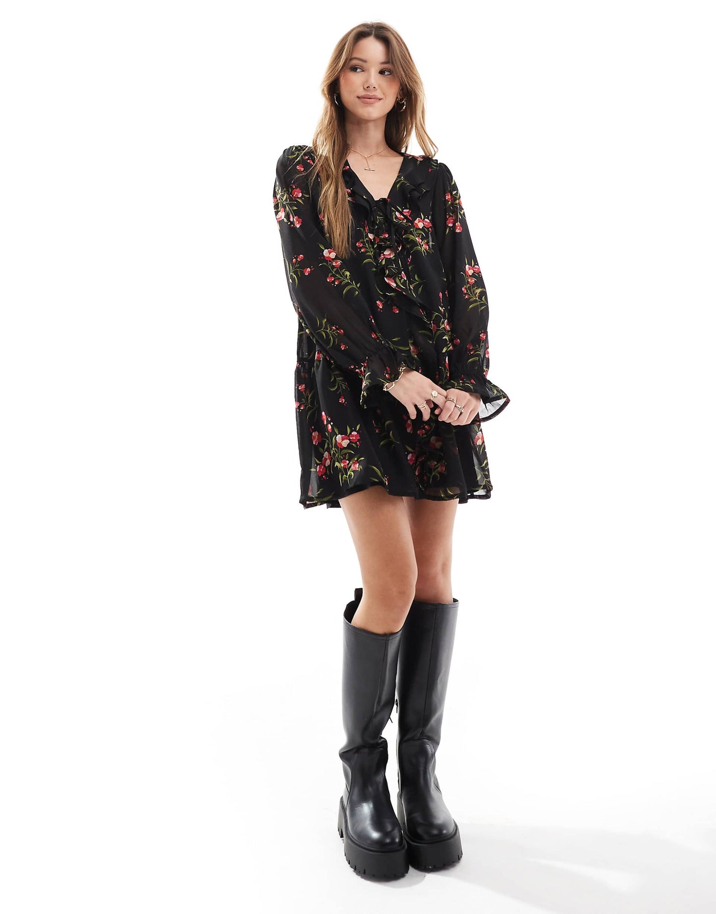 Ditsy Floral Ruffle Wrap Dress