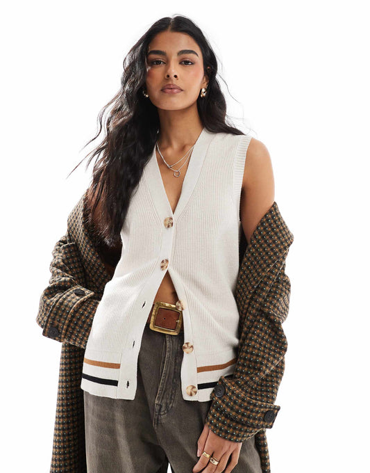 Intarsia Knit Longline Waistcoat