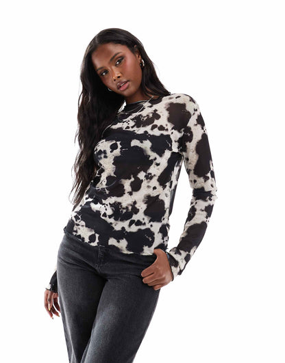 Long Sleeve Mesh Top