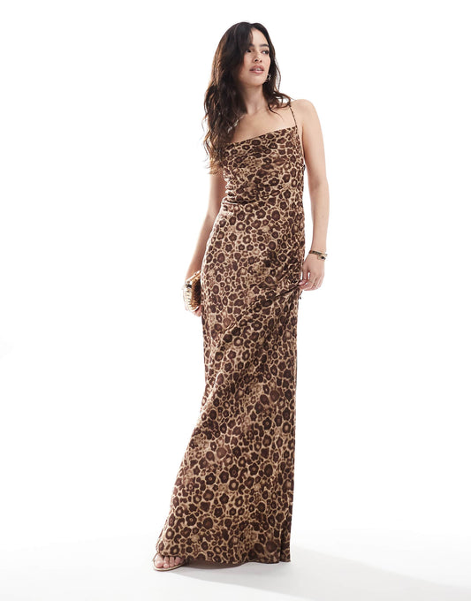Satin Low Cross Back Maxi Dress