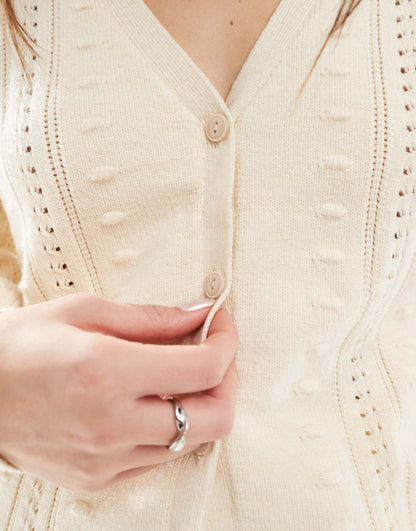 Textured Pointelle Cardigan