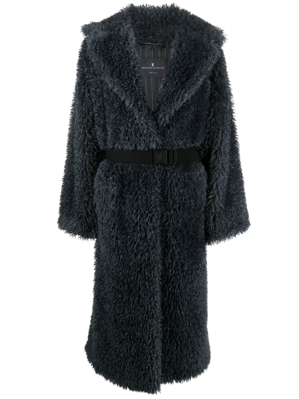 Belted Shearling Wool Coat