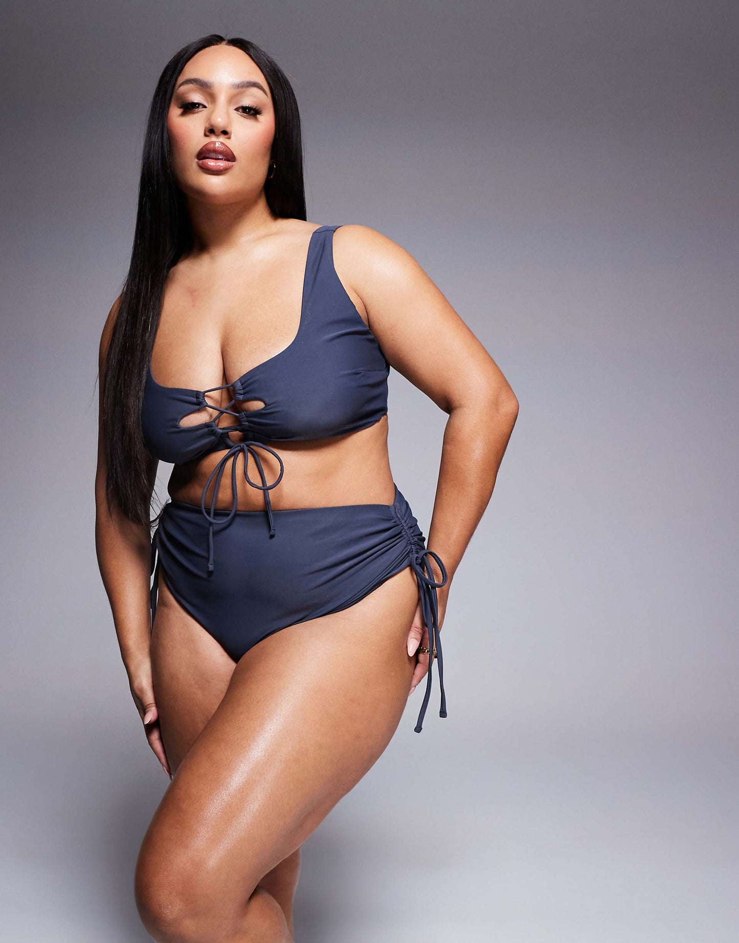 Curve Sierra High Waist Bikini Bottom With Ties