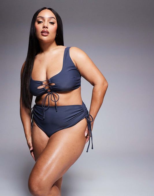 Curve Sierra High Waist Bikini Bottom With Ties