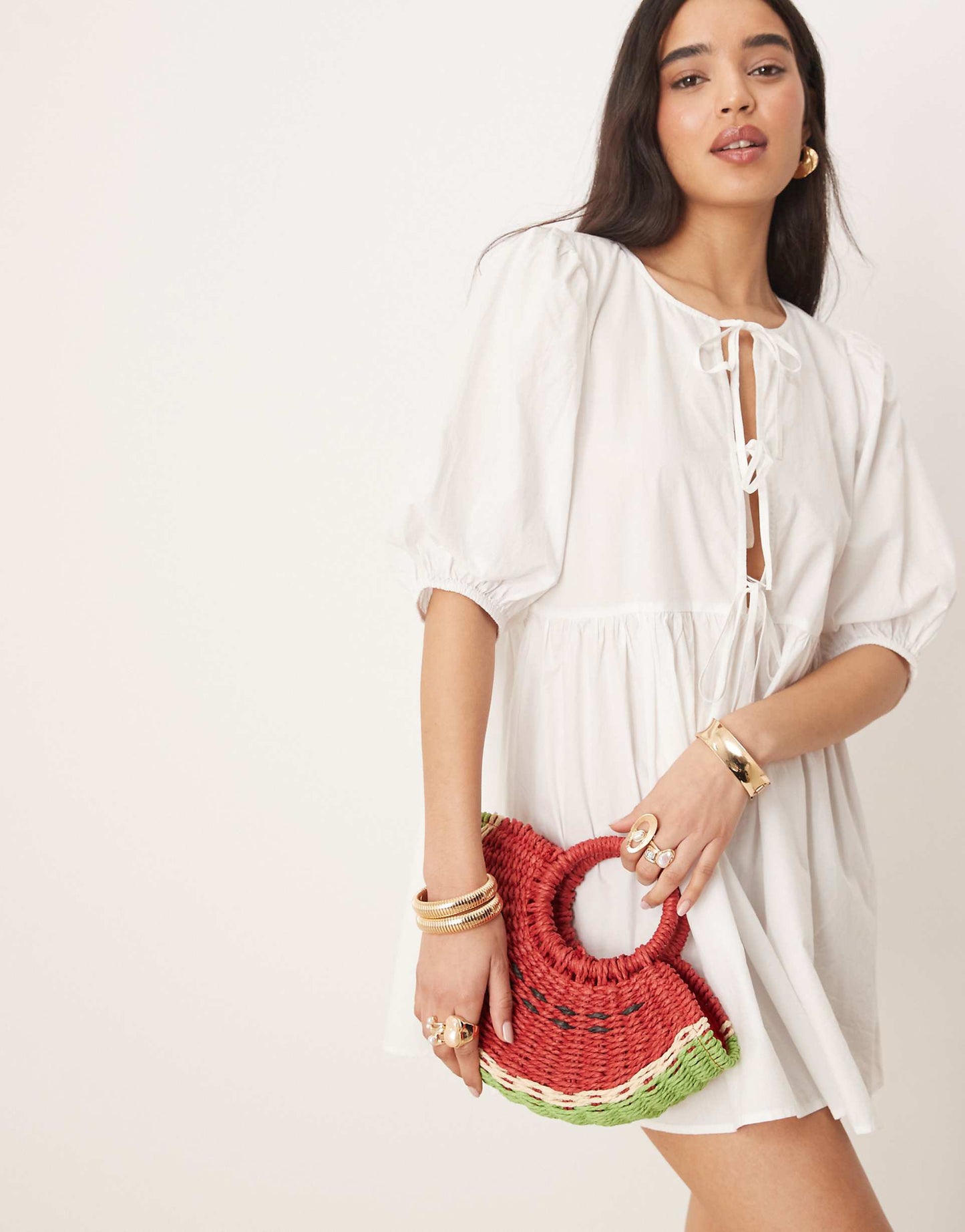 Straw Watermelon Mini Tote Bag