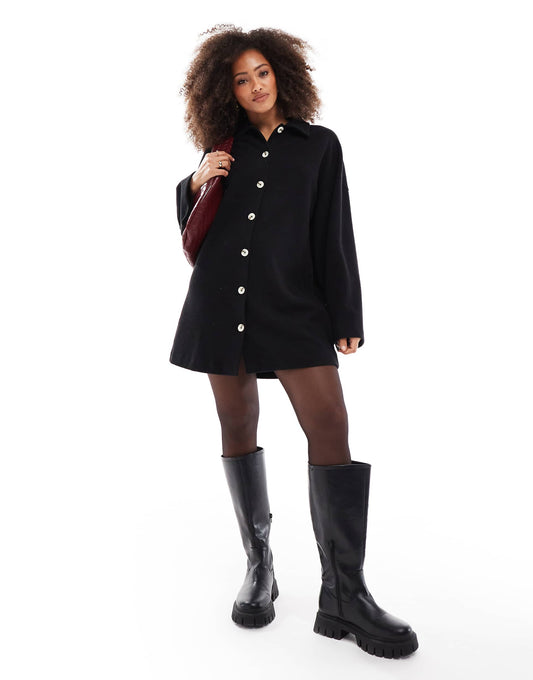 Supersoft Collared Button Down Cardigan Mini Dress