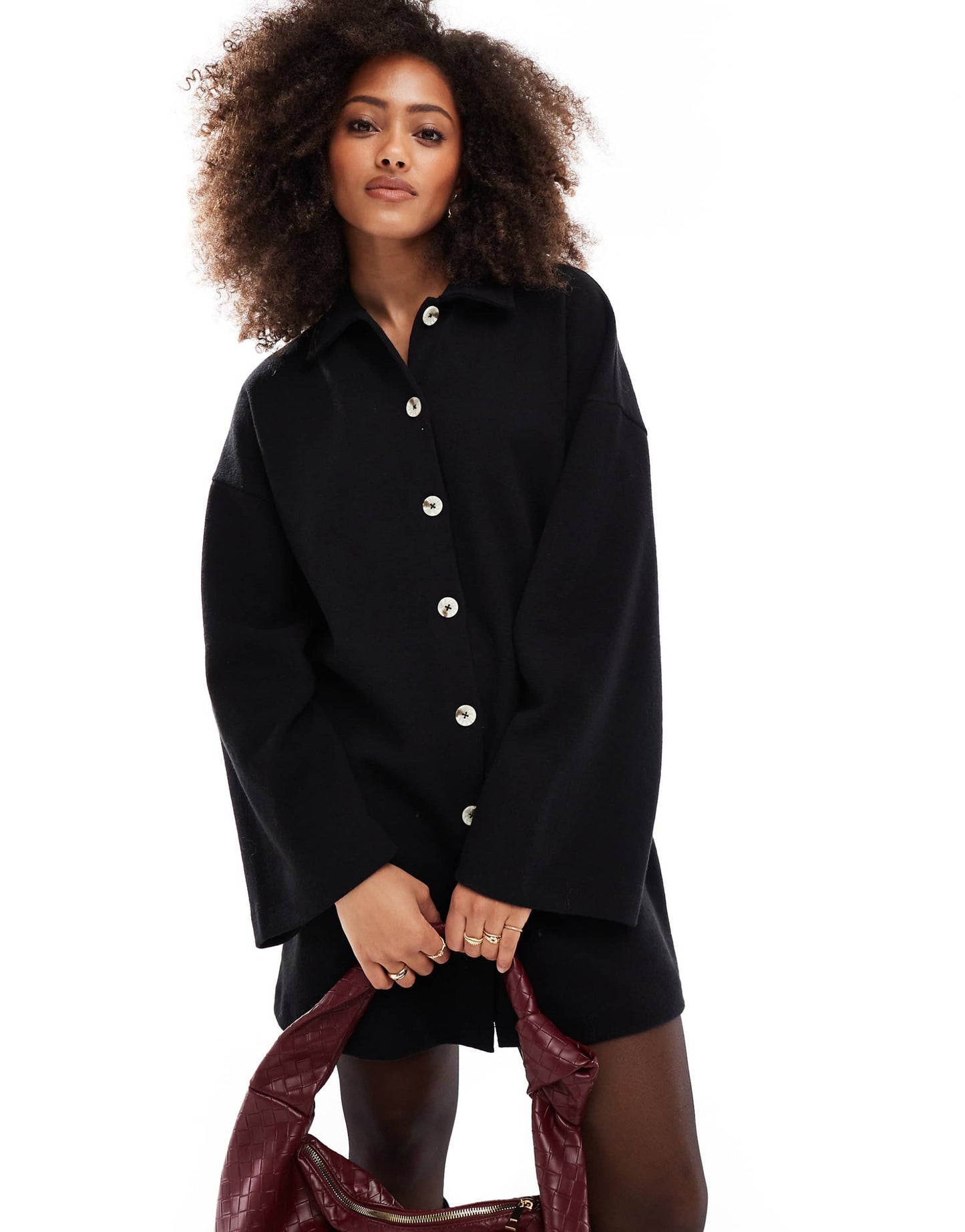 Supersoft Collared Button Down Cardigan Mini Dress