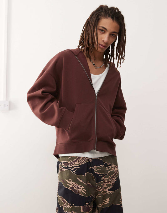 Boxy Zip Through Hoodie