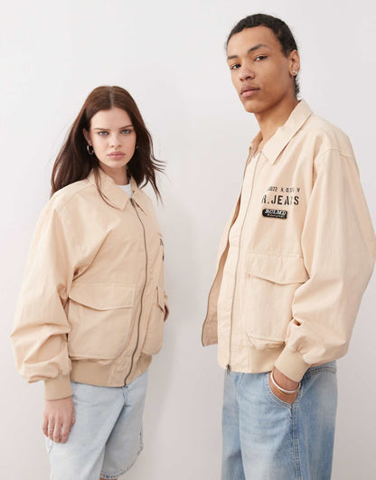 Unisex Zip Up Utility Bomber Jacket