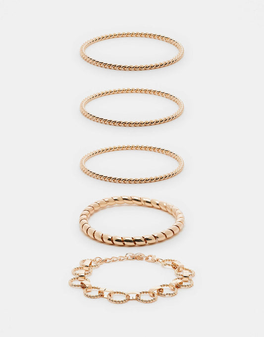 Talobarel Pack Of 5 Assorted Chain Bracelets