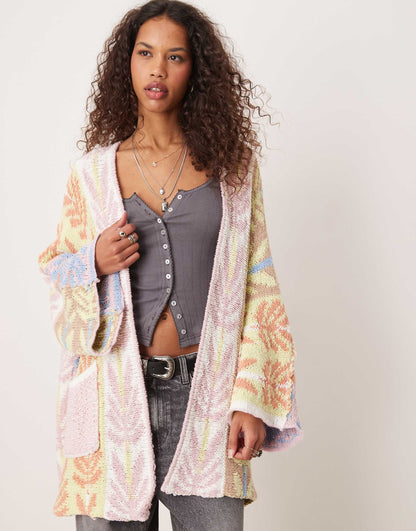 Mallorca Oversized Intarsia Knit Cardigan