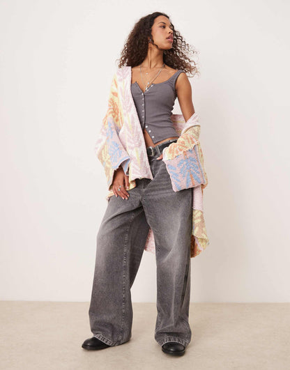 Mallorca Oversized Intarsia Knit Cardigan