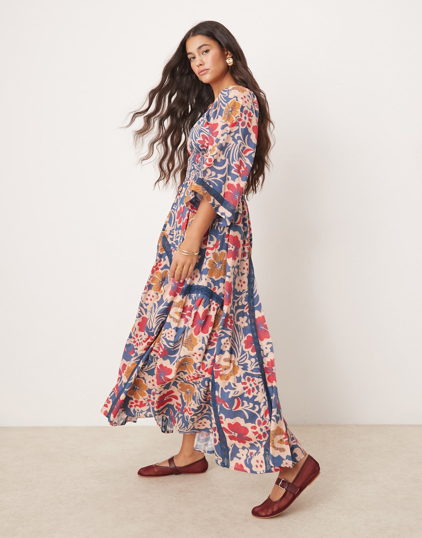 Bold Bloom Printed Midaxi Dress
