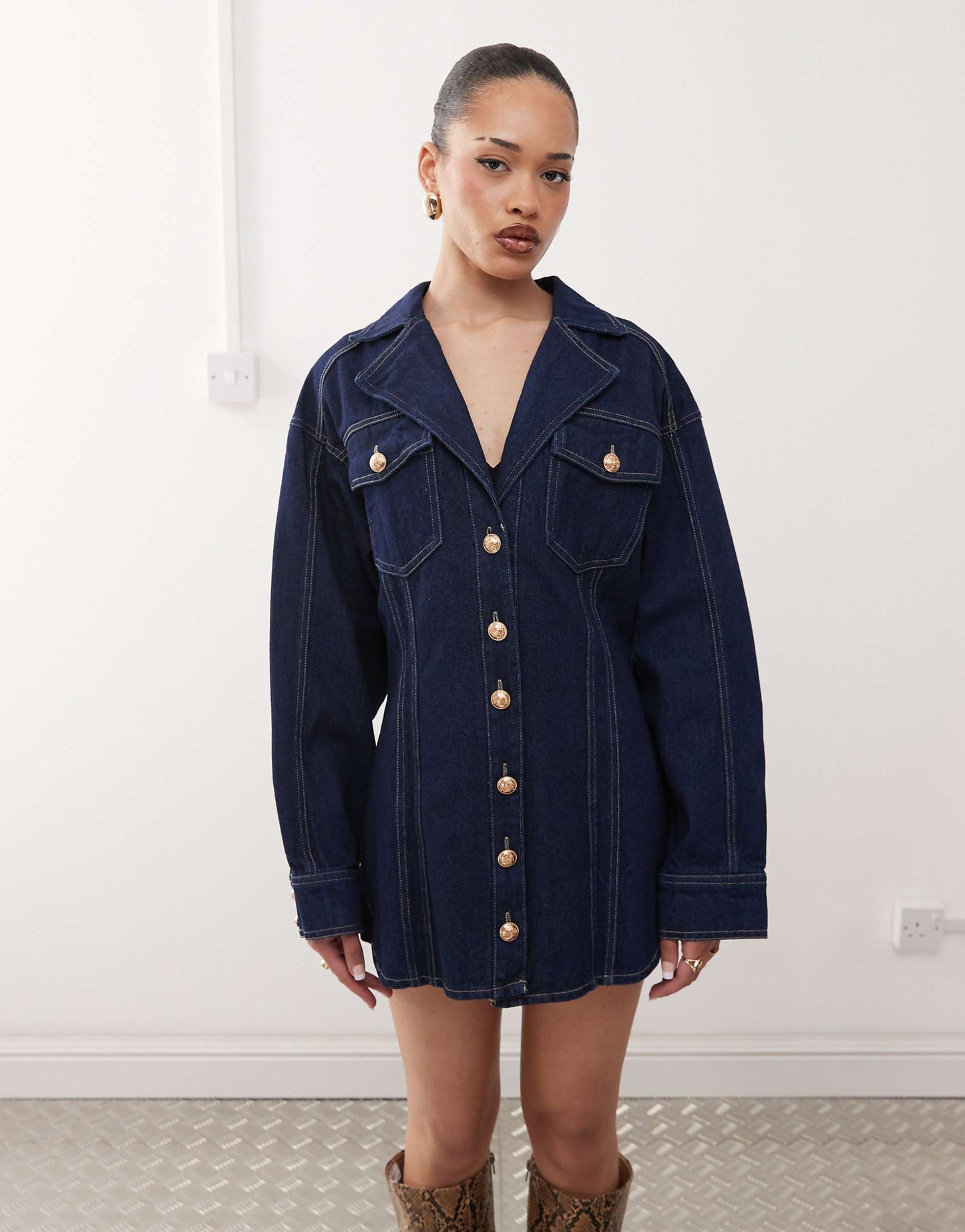 Structured Denim Shirt Dress