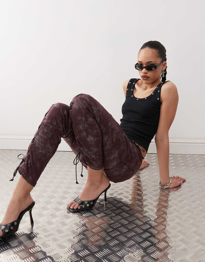 Shimmer Faux Leather Whipstitch Trousers