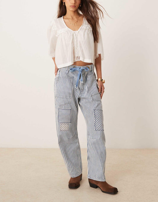 Hickory Stripe Moxie Tie-Waist Jean