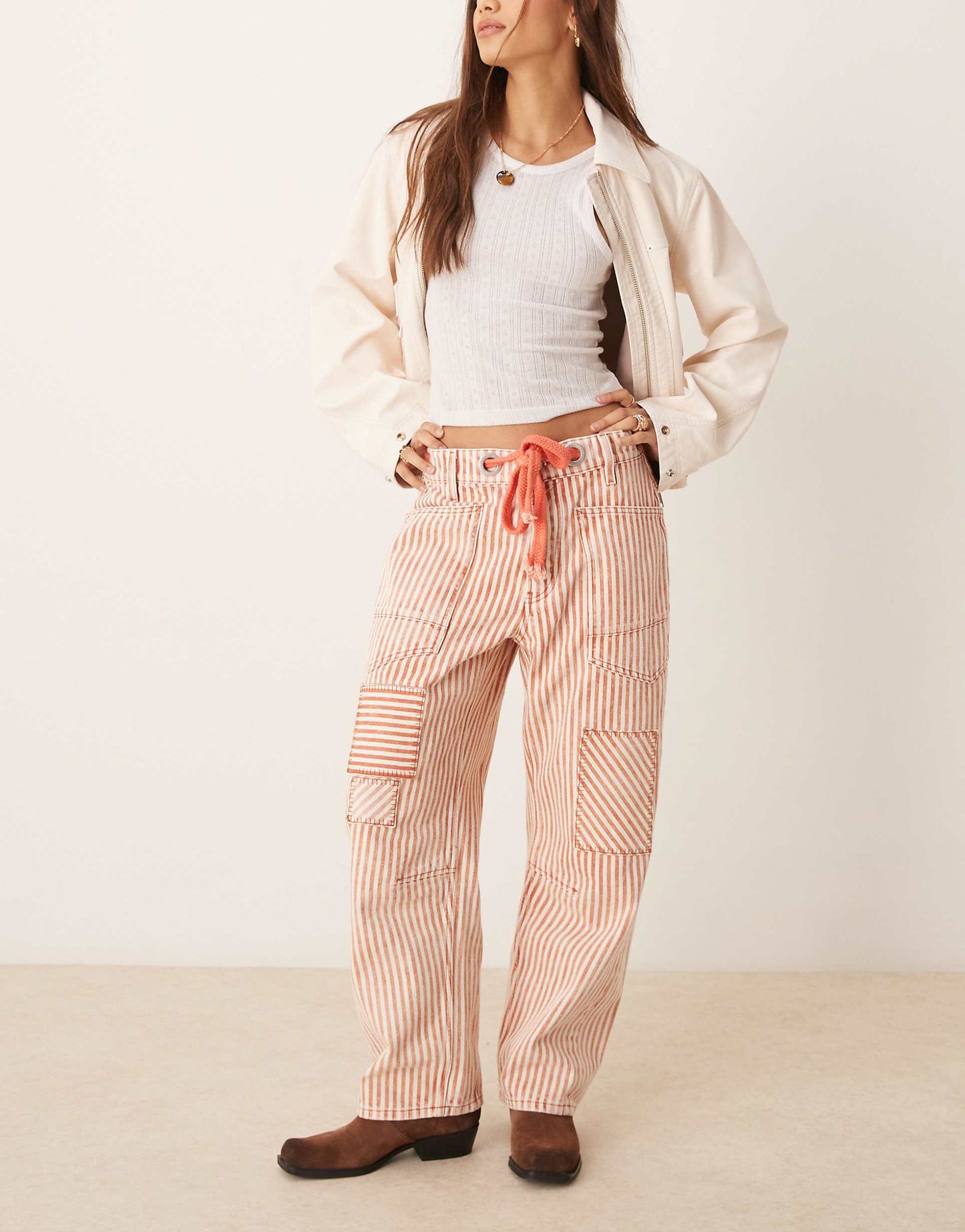 Hickory Stripe Moxie Tie-Waist Jean