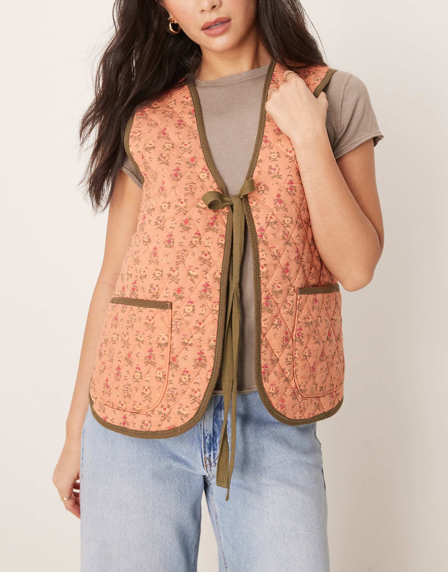 Claudine Quilted Floral Gilet Vest