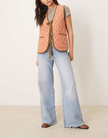 Claudine Quilted Floral Gilet Vest