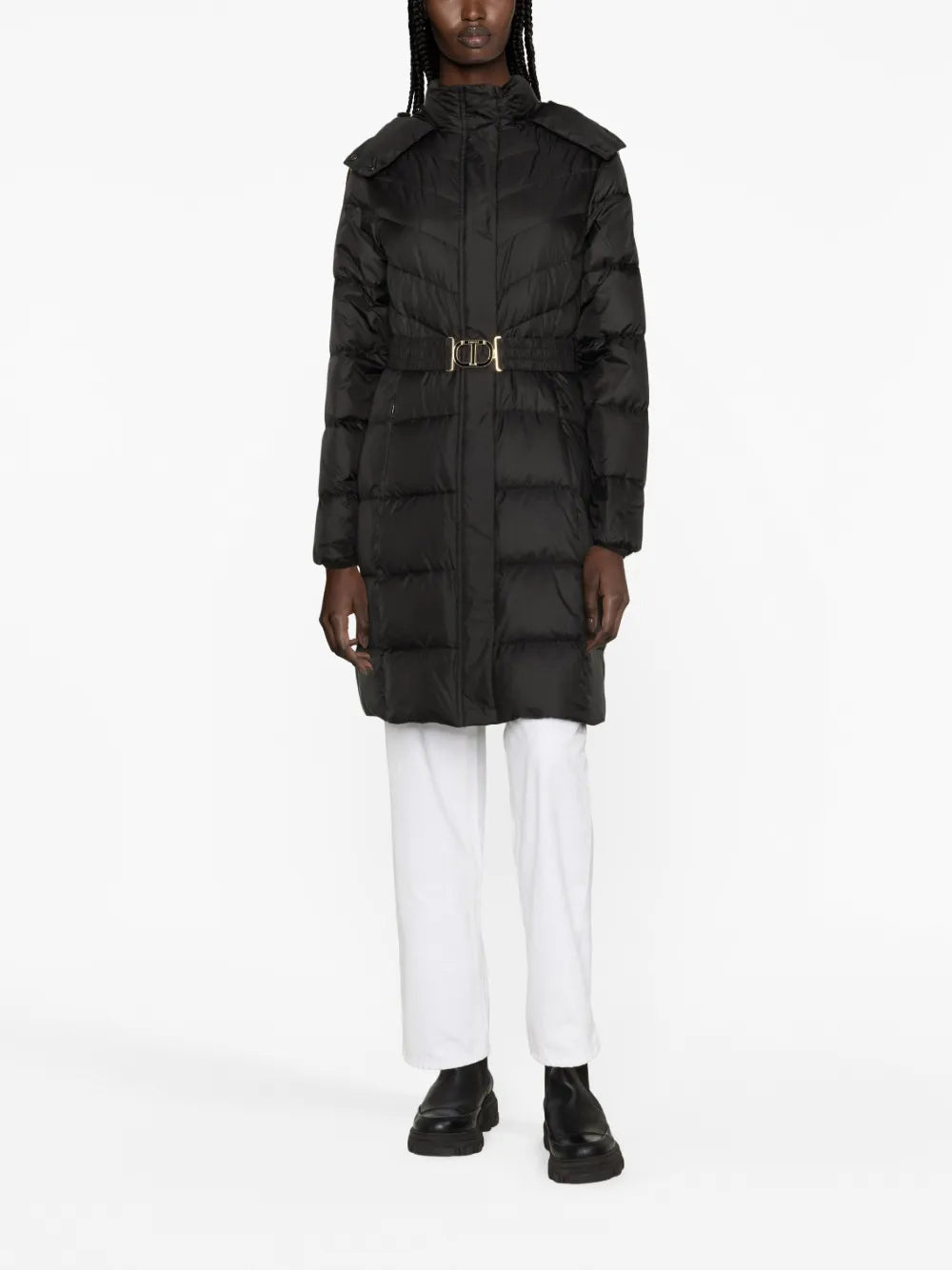 Hooded Belted Puffer Coat